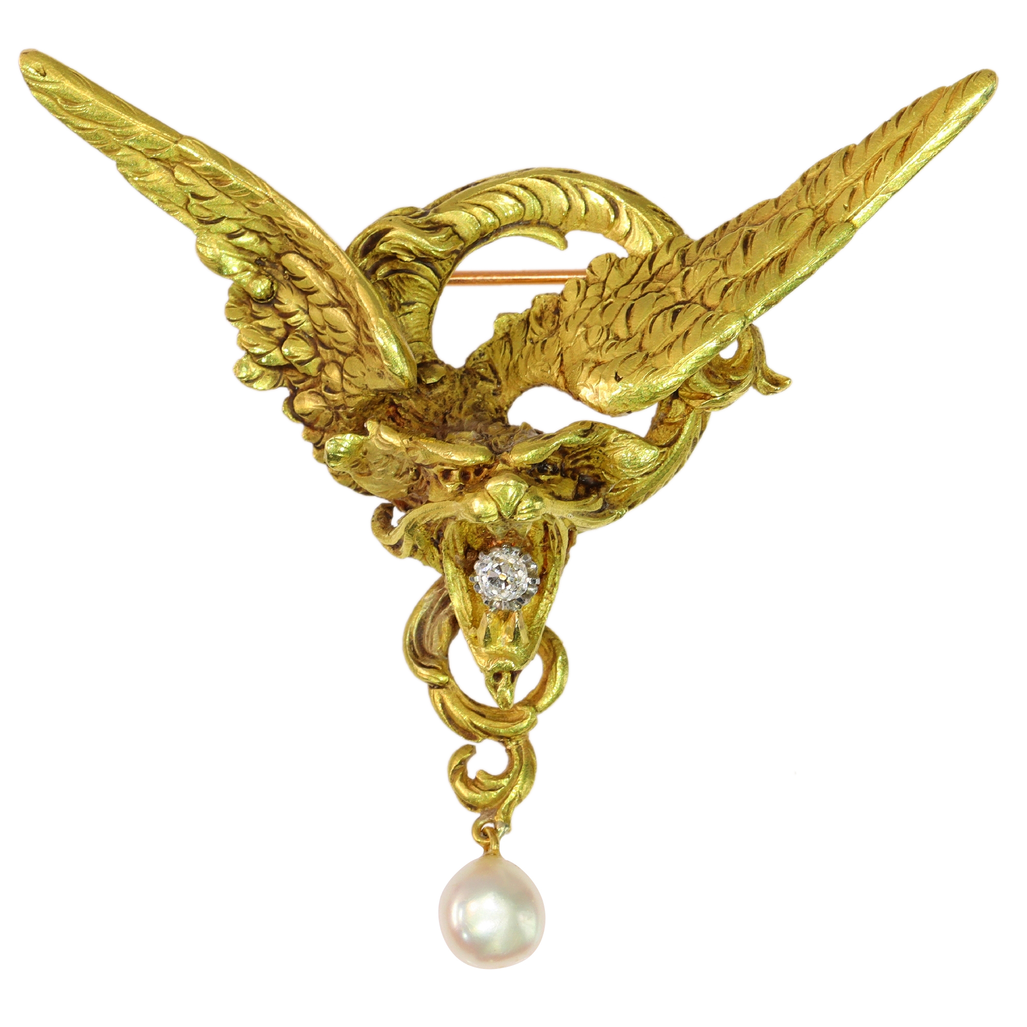 French Mythical Majesty: Victorian Griffin Brooch